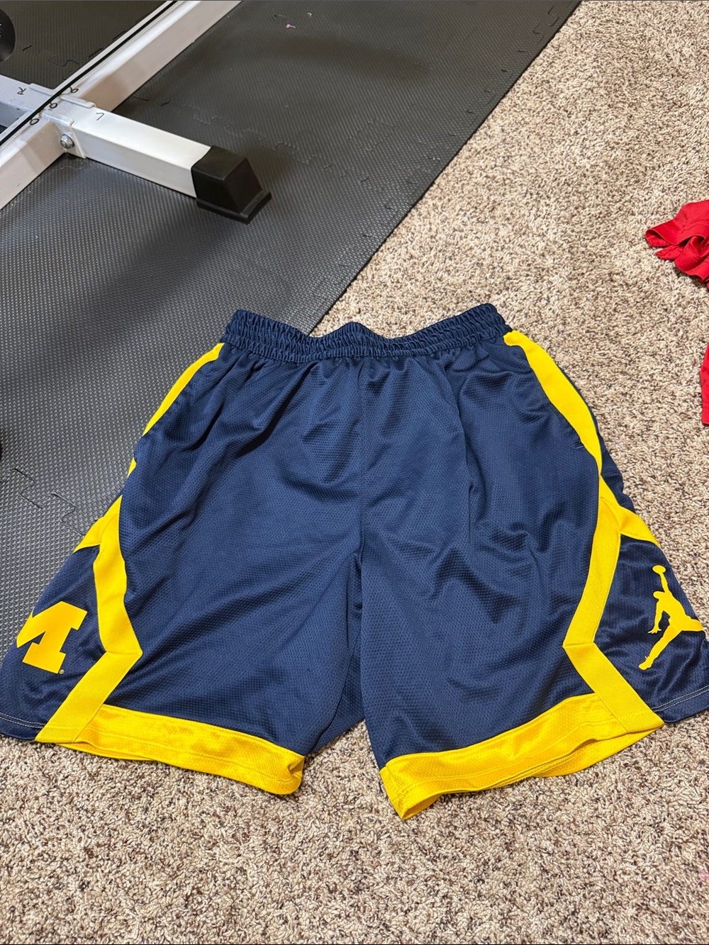 Jordan Navy and Yellow Athletic Basketball Shorts